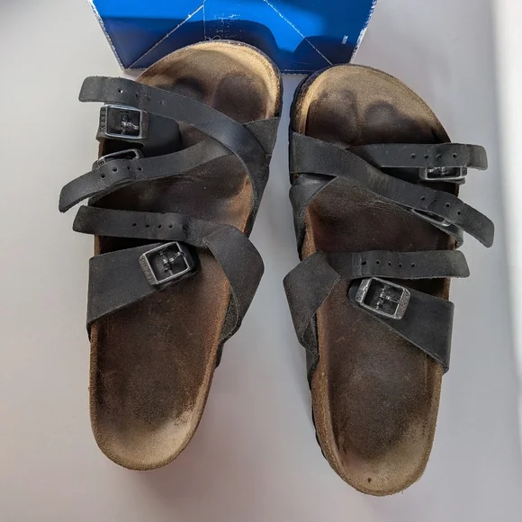 Birkenstock Franca Black Oiled Leather 37 / 6-6.5 Regular Wide Width sandals - Picture 2 of 15